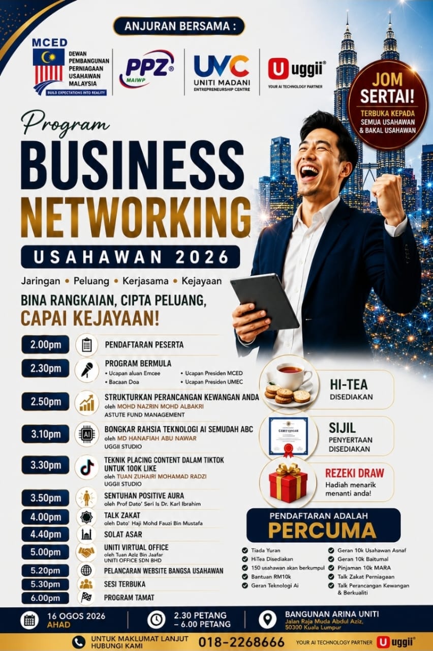 Program Business Networking Usahawan 2026 — 16 Ogos 2026, Bangunan Arina Uniti Kuala Lumpur